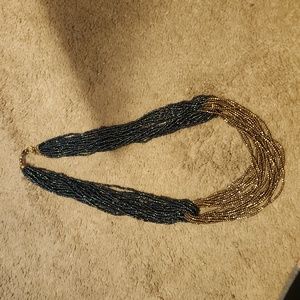 Blue and Brown Beaded Multi-strand Fashion Necklace